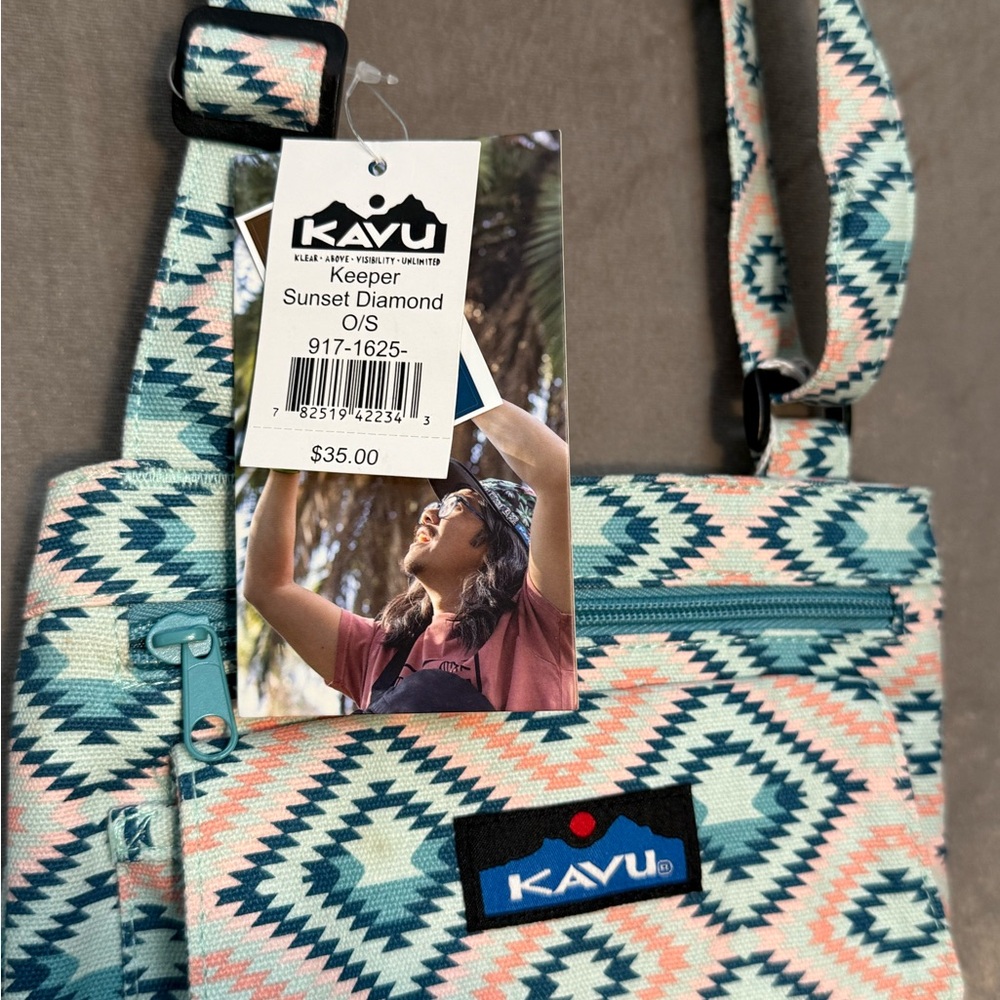 KAVU NWT Sunset Diamond Crossbody Bag - Blue and Cream